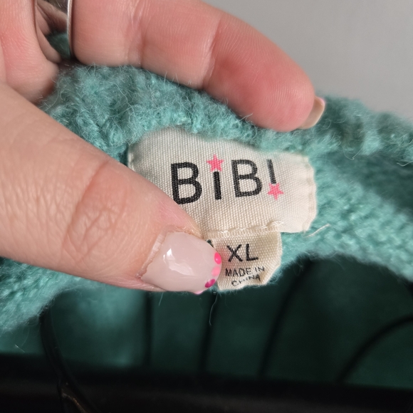 BiBi Colorful "Be Happy" Turquoise Sweater - Picture 6 of 7